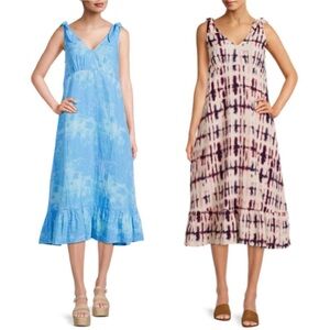 Set of (2) NWT Cotton Tie-Shoulder Midi Sundresses | XS